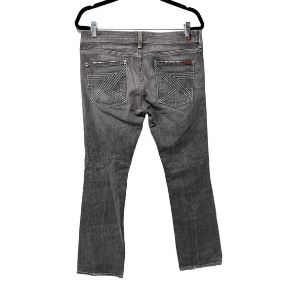 7 For All Mankind Gray Grommet Flynt Bootcut Mini Flare Jeans Size 31 - Picture 2 of 10